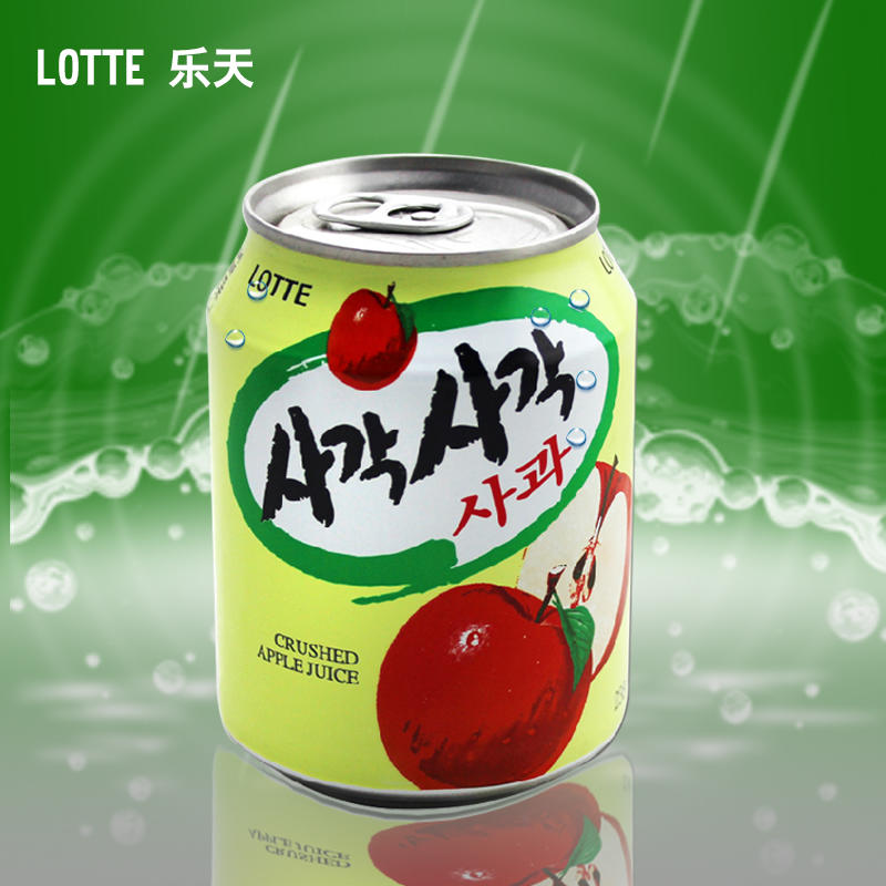 韩国乐天原装苹果汁饮料238ML*12苹果大粒果肉饮料休闲果味饮品
