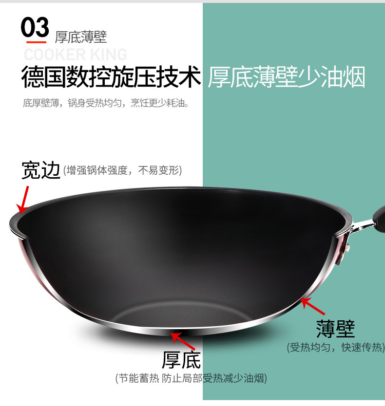 炊大皇COOKER KING 卓悦不粘锅30cm C30E2 薄荷绿