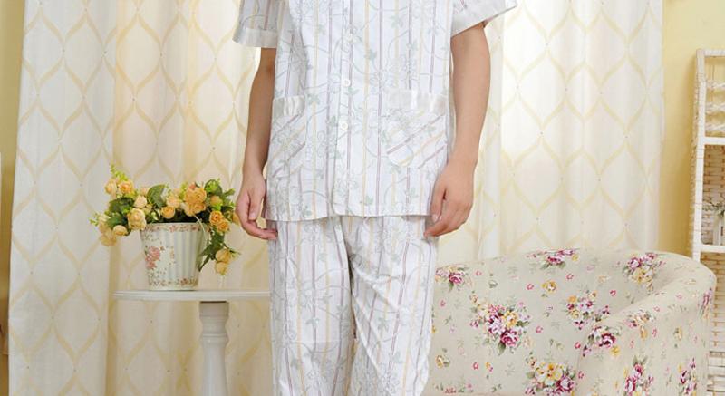 金丰田夏季男士纯棉条纹短袖家居服套装 1249