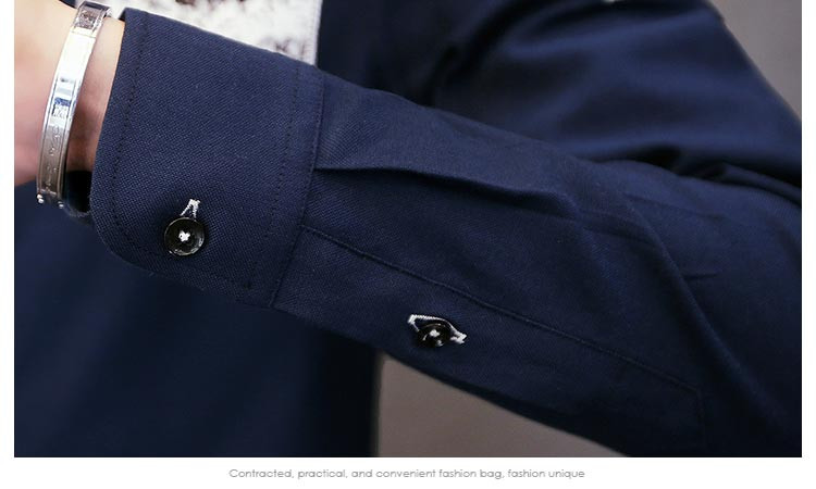 维杰斯 2018春装新款男装长袖衬衫 潮男时尚休闲韩版修身长袖衬衫 男个性衬衣