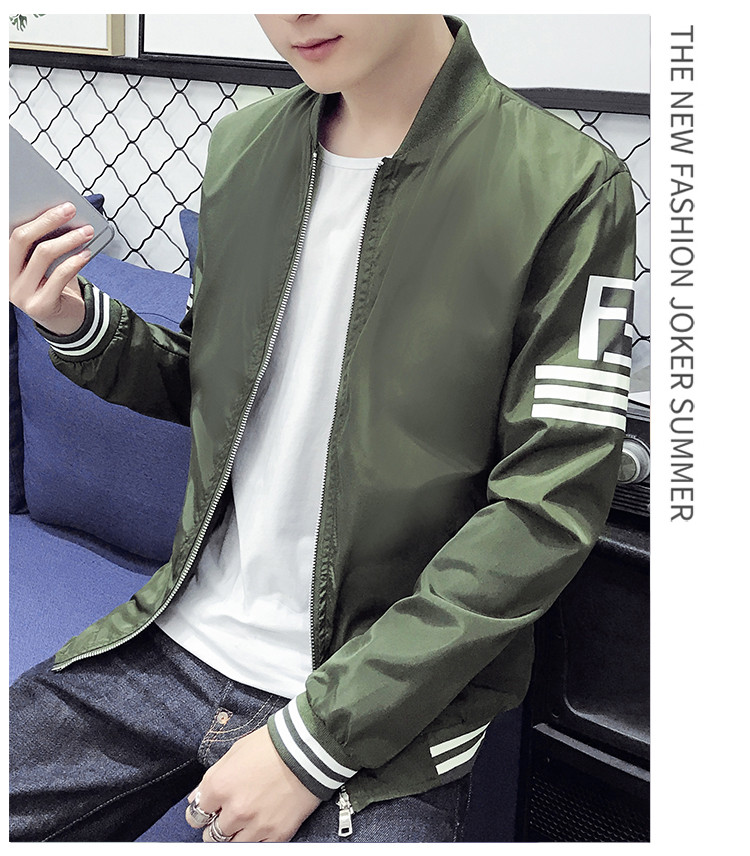 维杰斯 2018春装新款上市 潮 男士韩版时尚修身短款薄夹克棒球领男外套