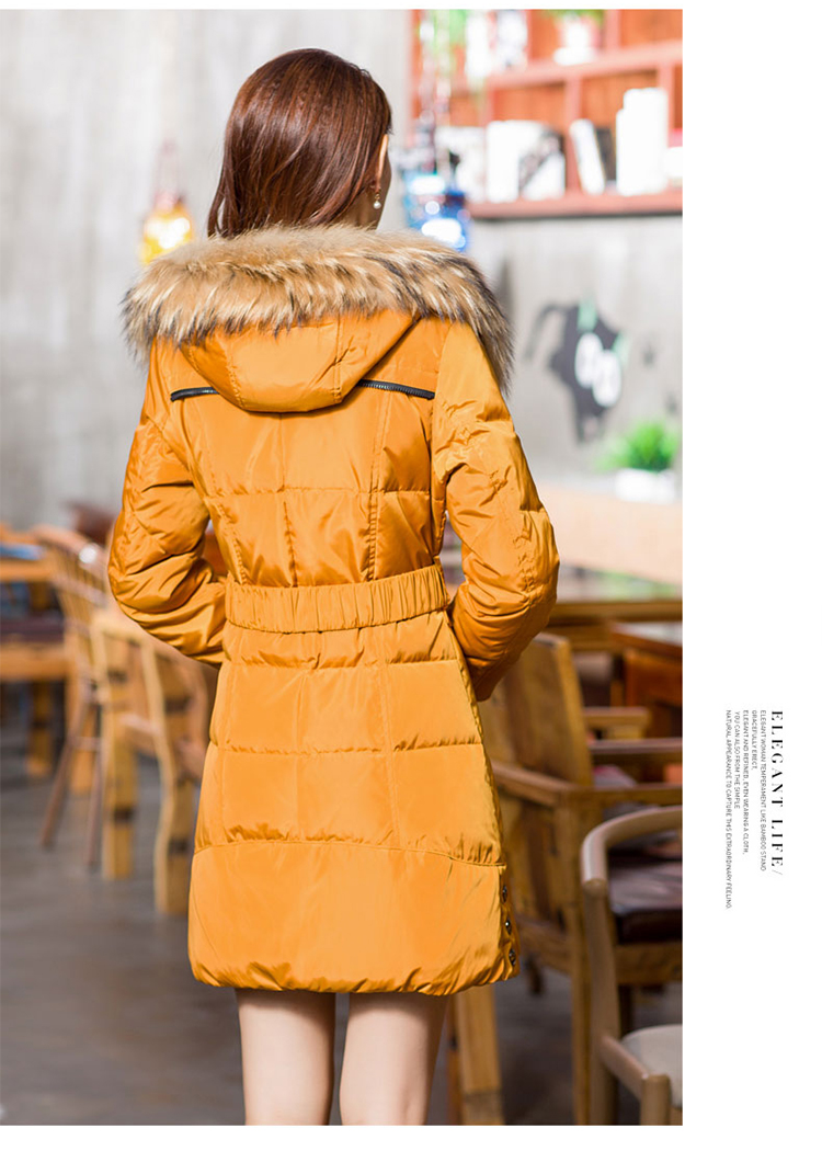 梦娜世家2018冬季新款羽绒服大貉子毛领女式中长款保暖外套S1220