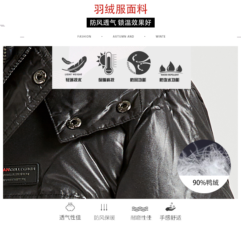俞兆林冬季大码中年男士羽绒服男中长款加厚商务冬装外套X2201
