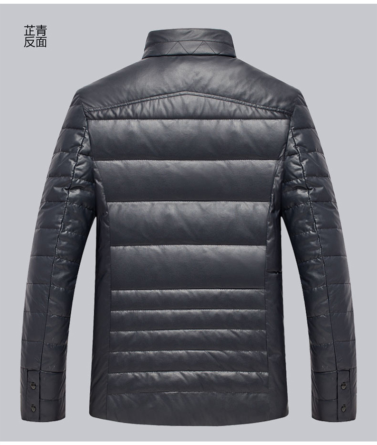 俞兆林冬季新款PU皮加厚保暖男士皮羽绒服修身大码男装外套S1513
