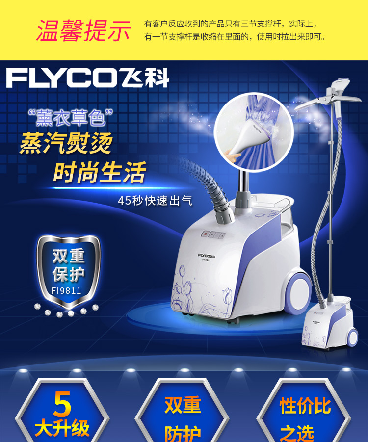 飞科（FLYCO）FI9811 五档蒸汽挂烫机 1500W