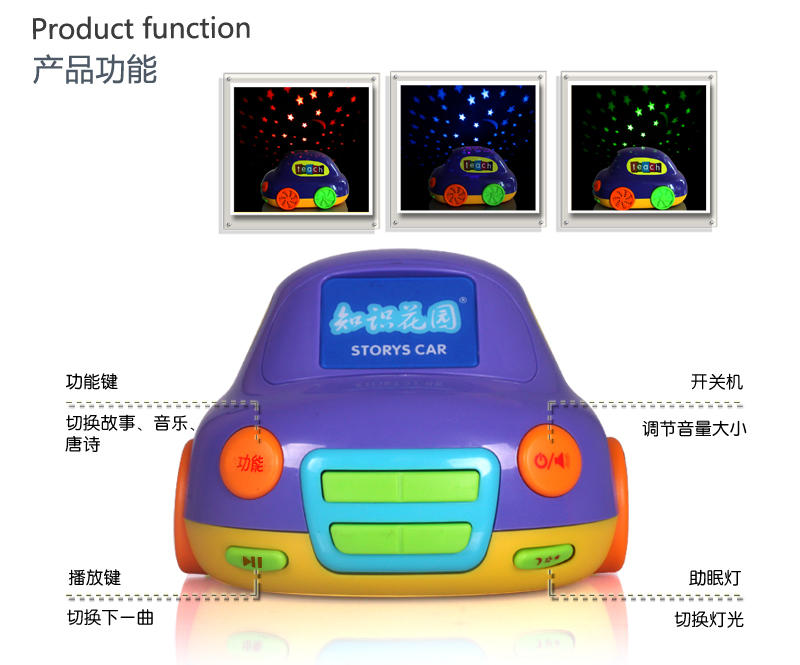 知识花园助眠早教故事机S8 星光投影汽车婴幼儿音乐投影胎教机 宝宝益智玩具妈妈好帮手