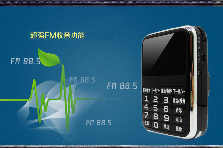 小霸王便携式插卡音响扩音器KK3 超大按键老人收音机TF卡音箱晨练MP3播放器数码显示屏