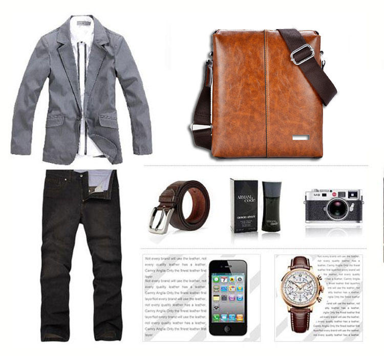 鸿岩袋鼠包邮韩版潮流时尚休闲男士包棕色彩绘包品质iPad单肩包斜跨包男包