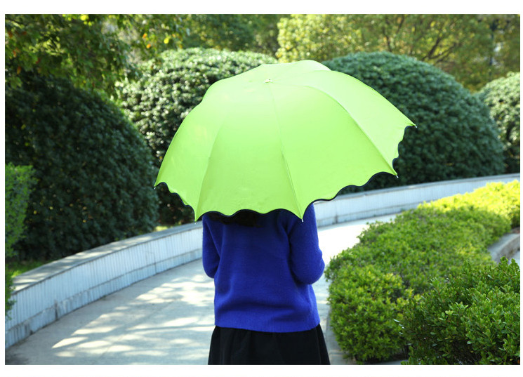 红兔子日韩国创意太阳伞遮阳伞 防紫外线雨伞防晒彩虹伞 绿色