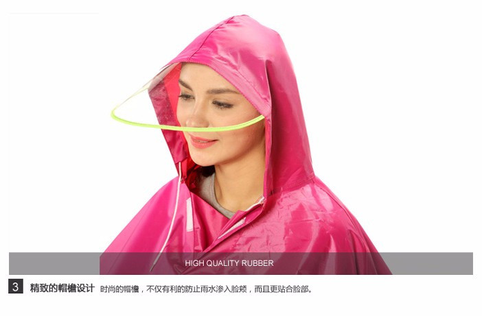 头盔式电动车雨衣摩托车电动车雨衣单人时尚韩国透明大帽檐加厚雨披