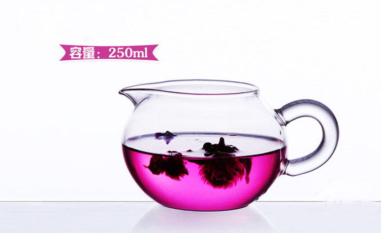 耐热玻璃茶具 苹果茶海 圆形公道杯 玻璃公道杯茶道功夫茶具260ml
