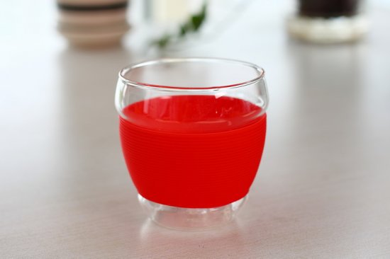 炫彩情侣杯 五彩硅胶套杯 花草茶杯 耐热玻璃杯 橙色