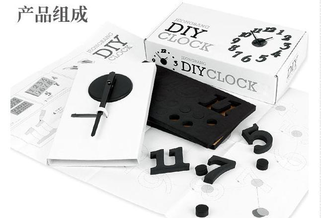 普润 创意DIY挂钟 数字挂钟 数字挂钟壁钟 黑色BW010