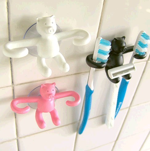 普润 韩版新款 可爱笨笨猪猪多功能型牙刷架