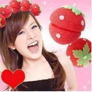 普润 日本流行6枚装海绵卷发球（草莓）