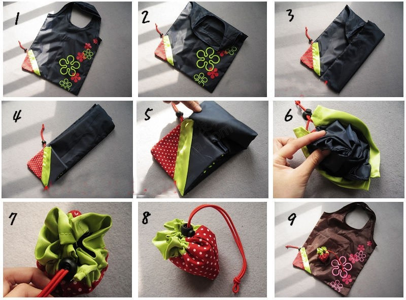普润 时尚便携式可折叠的环保草莓购物袋 超市购物袋 杂物袋颜色随机 。