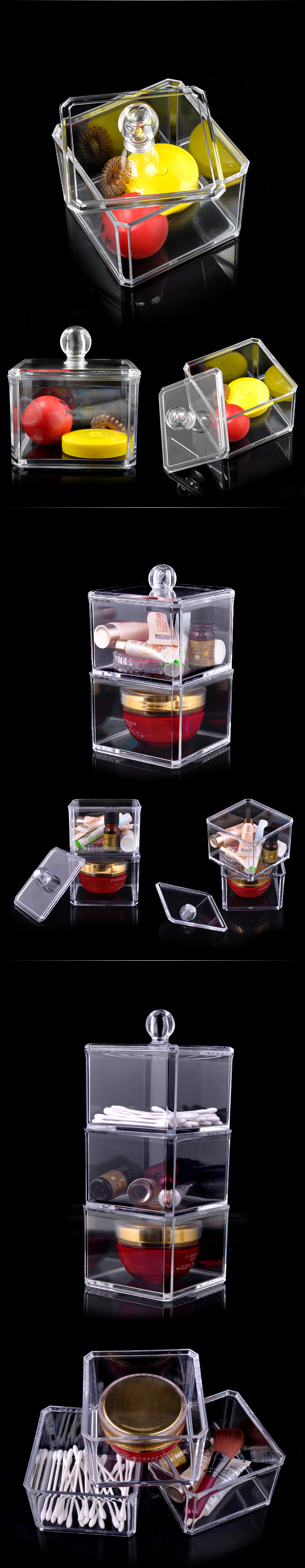 普润 化妆棉收纳盒 可爱透明散粉盒 创意喜糖盒 水晶化妆盒。
