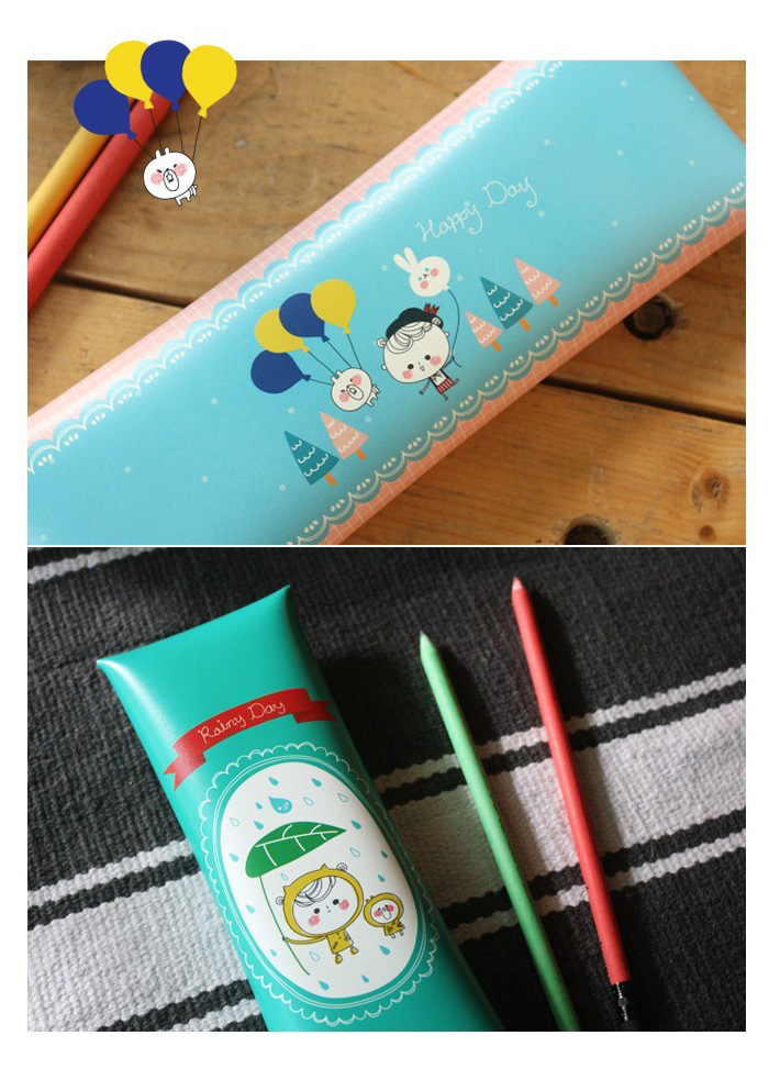 普润 （雨点）韩国live work 文具收纳袋清新折叠笔袋 。