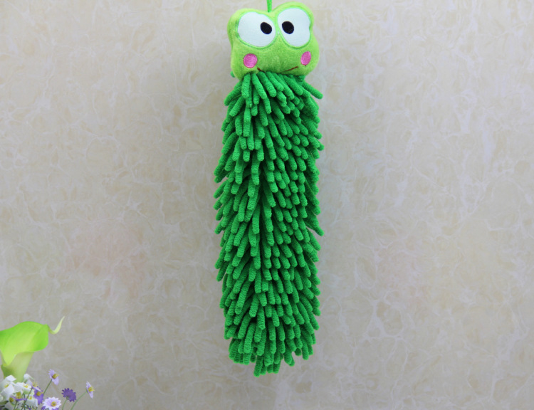 普润 卡通可挂式雪尼尔 纤维多用擦手巾 擦车布2个装 绿色青蛙 。