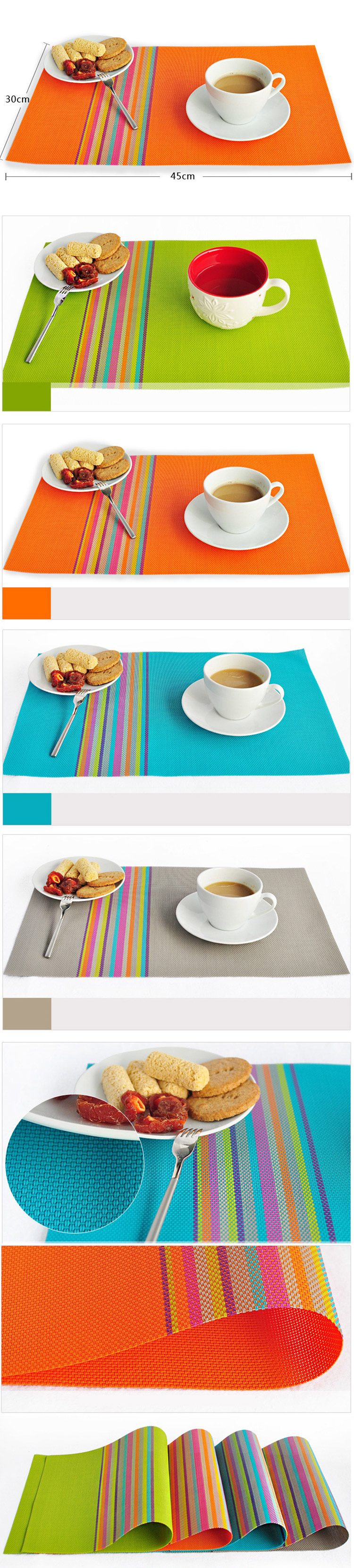 彩色条纹PVC特斯林餐垫 酒店餐垫 餐厅餐垫多色随机