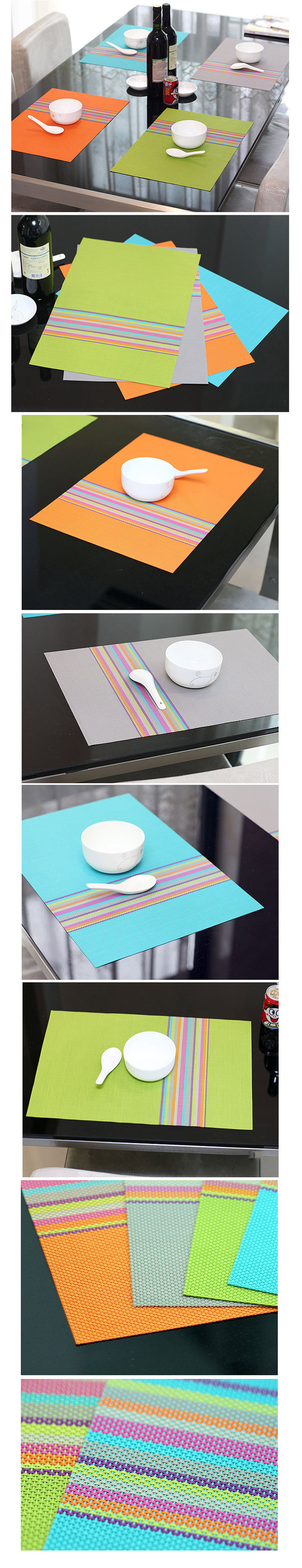 彩色条纹PVC特斯林餐垫 酒店餐垫 餐厅餐垫 灰色。