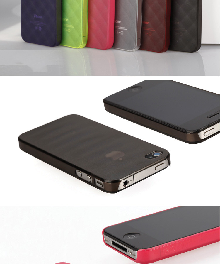 普润 菱格iphone4/4S苹果手机套保护壳清水套高端 颜色随机