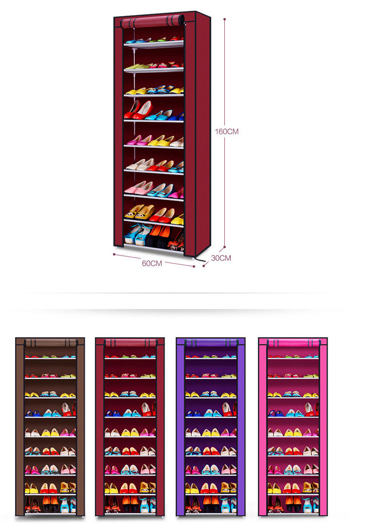 十层加固钢架整理收纳男女鞋柜十层鞋架紫色