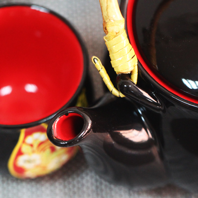 陶瓷色釉礼品茶具五件套和风日式茶具 整套茶具