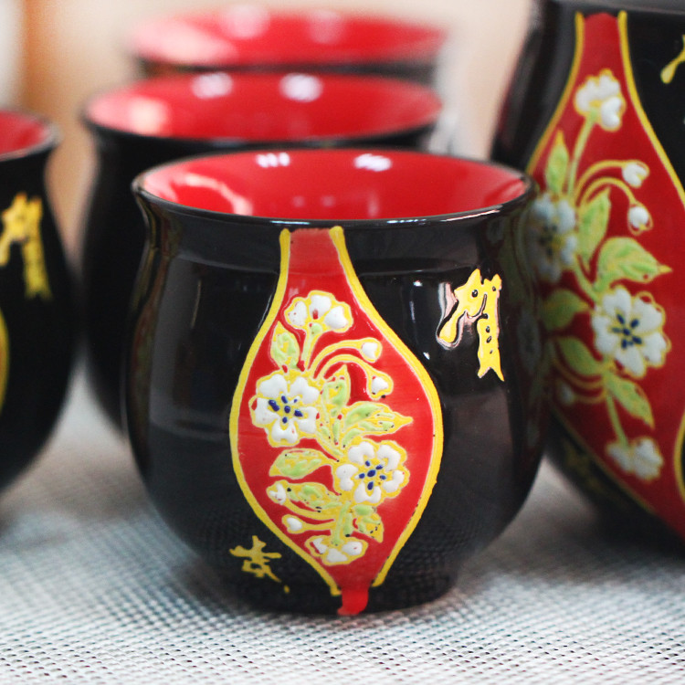 陶瓷色釉礼品茶具五件套和风日式茶具 整套茶具