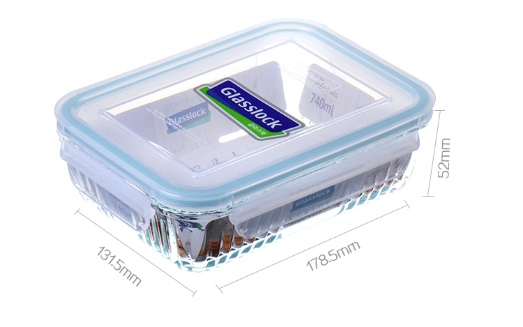 韩国Glasslock三光云彩钢化玻璃烤箱保鲜盒/微波碗OCRS-074 740ml