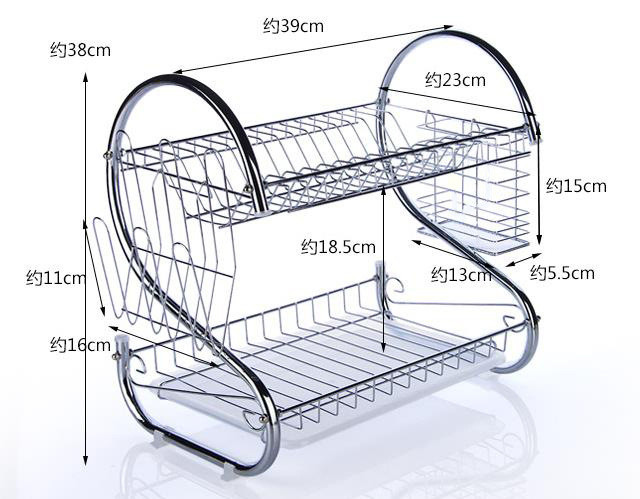 S型双层碗碟架碗架9字型碗架餐具架厨房收纳双层置地接水盘碗筷架