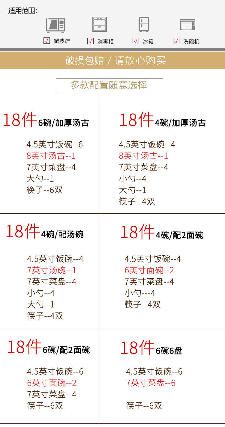 18头6碗6盘6筷景德镇餐具套装景德镇瓷碗筷陶瓷器吃饭碗盘子中式餐具瓷碗盘碟面汤碗盘蓝影