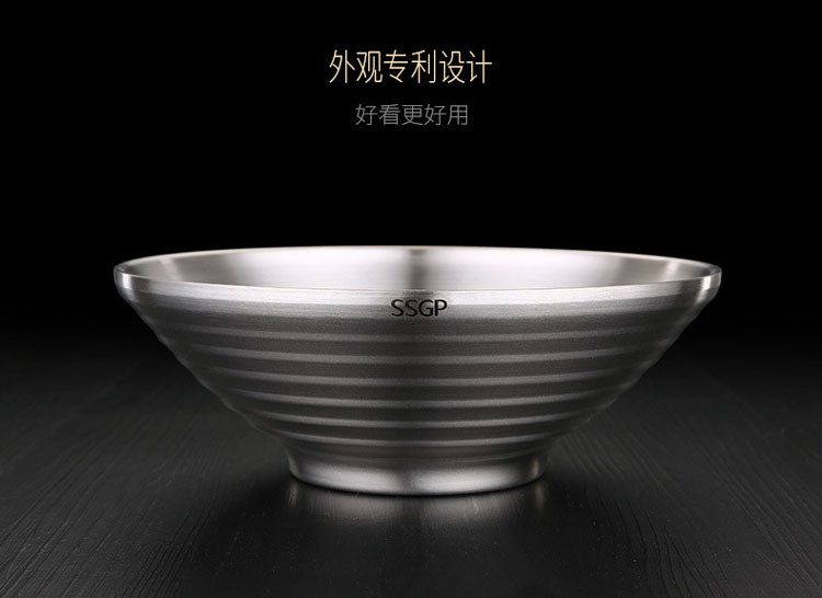 德国304不锈钢碗拉面碗饭碗喝汤碗泡面碗日式防烫创意斗笠碗 20cm一个