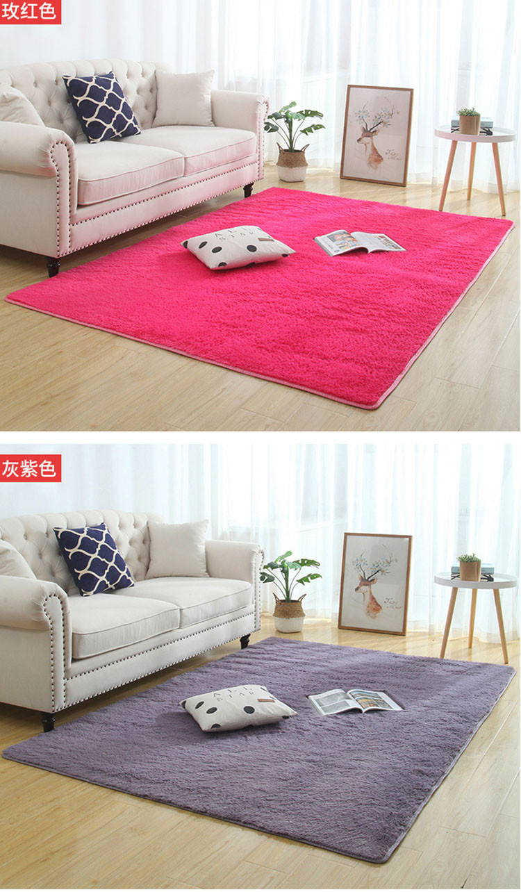 短毛丝毛地毯卧室网红同款床边满铺客厅茶几沙发地垫房间地毯 80x120cm咖啡色