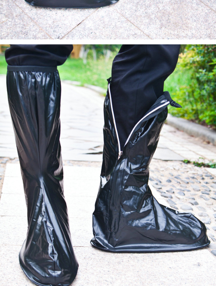 黑色防水防雨鞋套 防滑加厚耐磨雨鞋套男女 户外旅行鞋套 黑色XXL号（46-47码鞋）