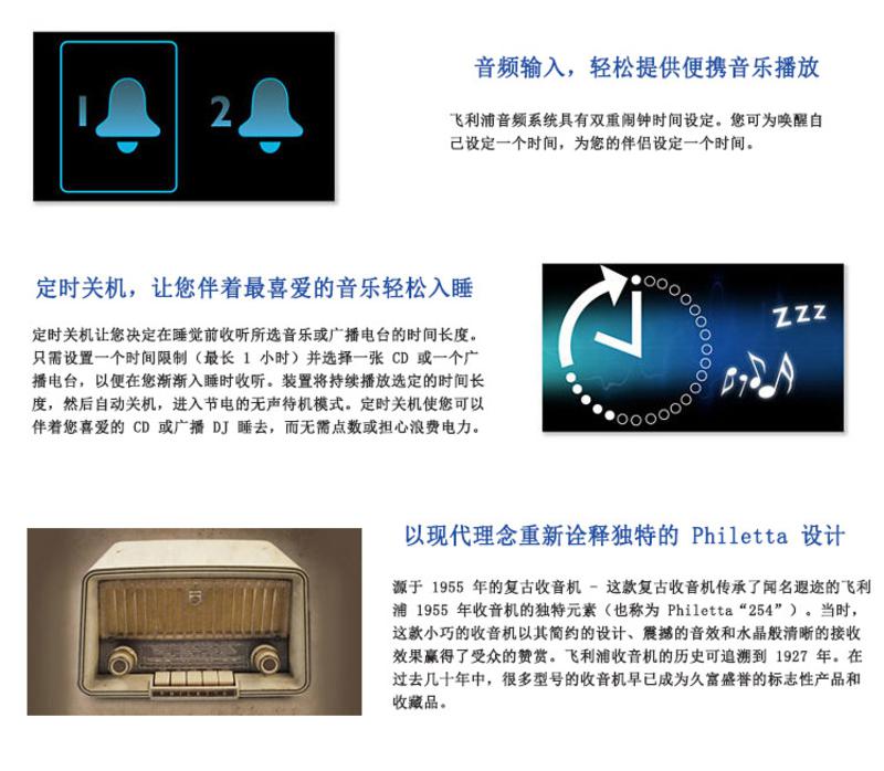 飞利浦ORD2105 iphone5 nano7音响苹果5底座充电音箱 复古收音机