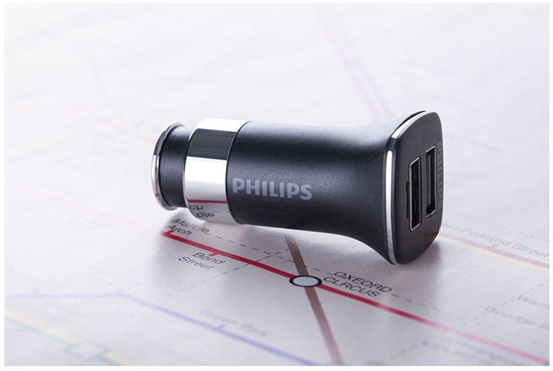 飞利浦（Philips）DLP2011车载充电器头点烟器双usb2.4A车充手机汽车安全设计