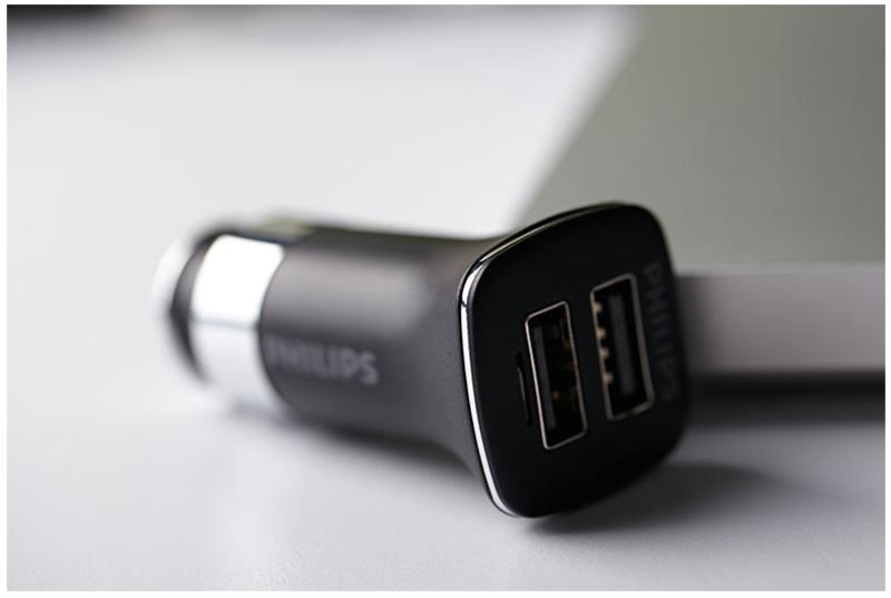 飞利浦（Philips）DLP2011车载充电器头点烟器双usb2.4A车充手机汽车安全设计