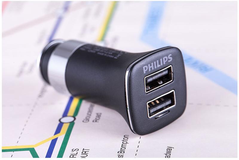 飞利浦（Philips）DLP2011车载充电器头点烟器双usb2.4A车充手机汽车安全设计