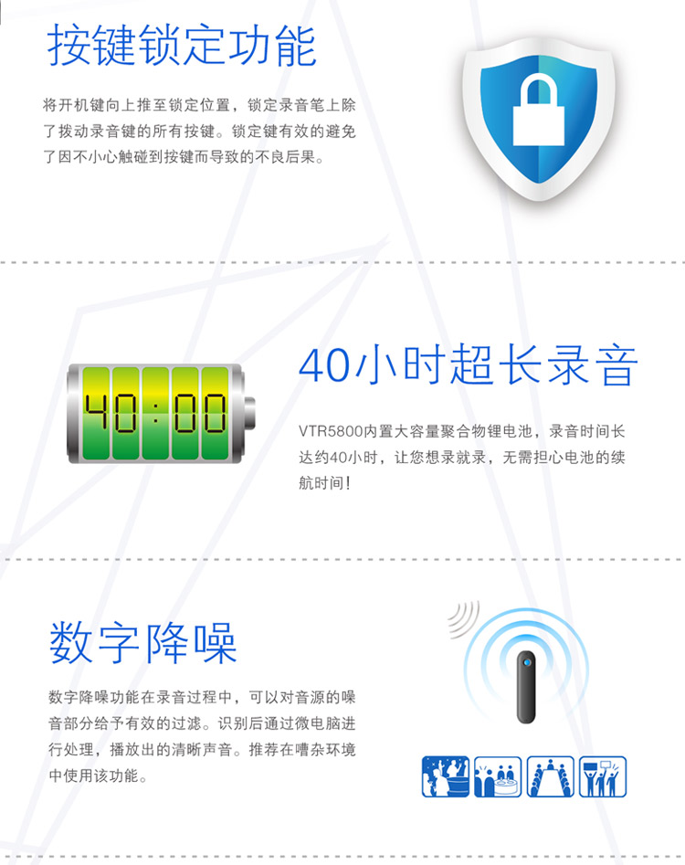 飞利浦（Philips）录音笔VTR5800专业微型 高清远距降噪声控智能MP3会议