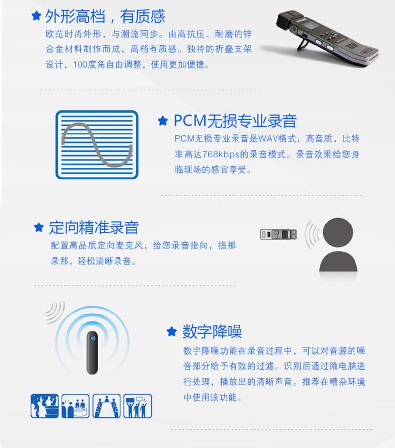 飞利浦（Philips）录音笔VTR7100 高清降噪 30米远距 声控 8G专业微型迷你