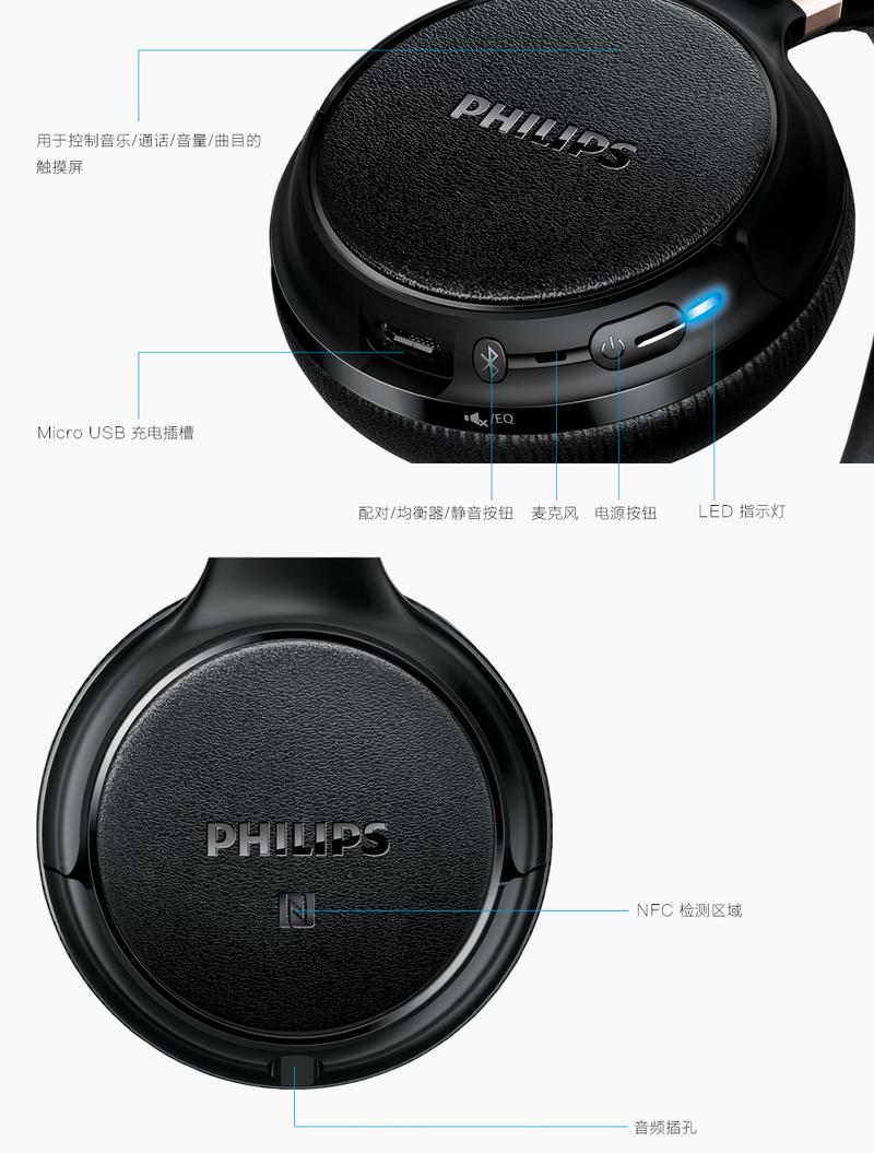 飞利浦（Philips） SHB9250 蓝牙4.0音乐耳机 超长待机 nfc配对通话