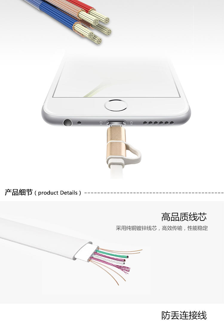 倍思iphone6数据线ipad mini3充电线二合一安卓快充充电器线加长