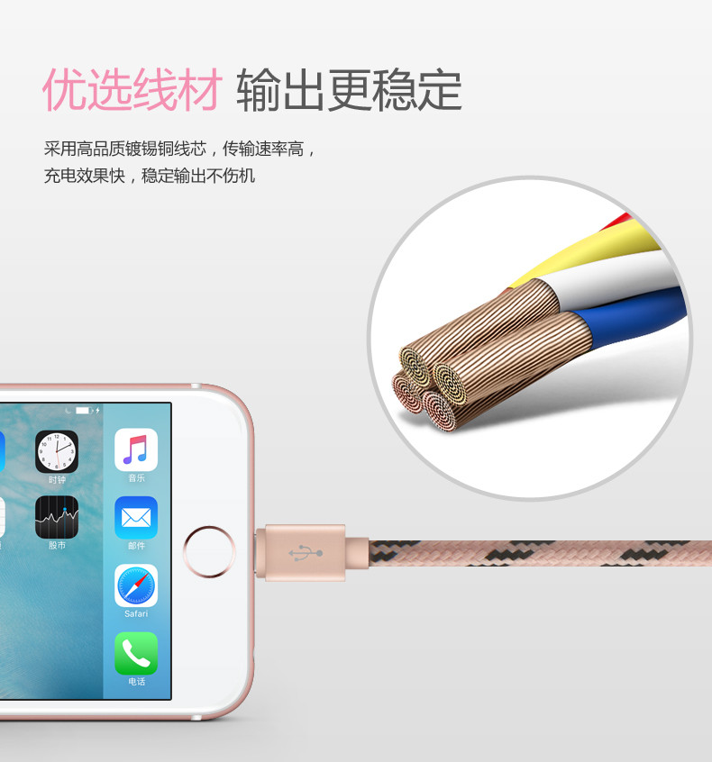 倍思 苹果5数据线5s一拖二iPhone6充电器6s手机Plus加长iPad六P