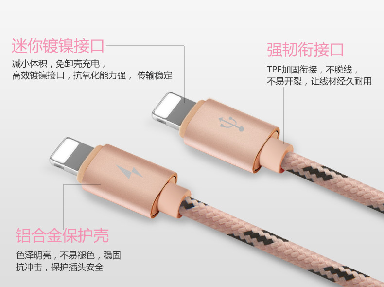 倍思 苹果5数据线5s一拖二iPhone6充电器6s手机Plus加长iPad六P