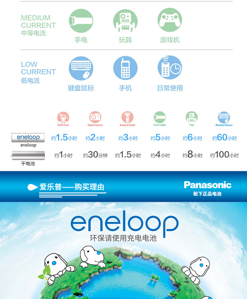 松下爱乐普eneloop三洋7号充电电池玩具相机鼠标电池七号充电电池