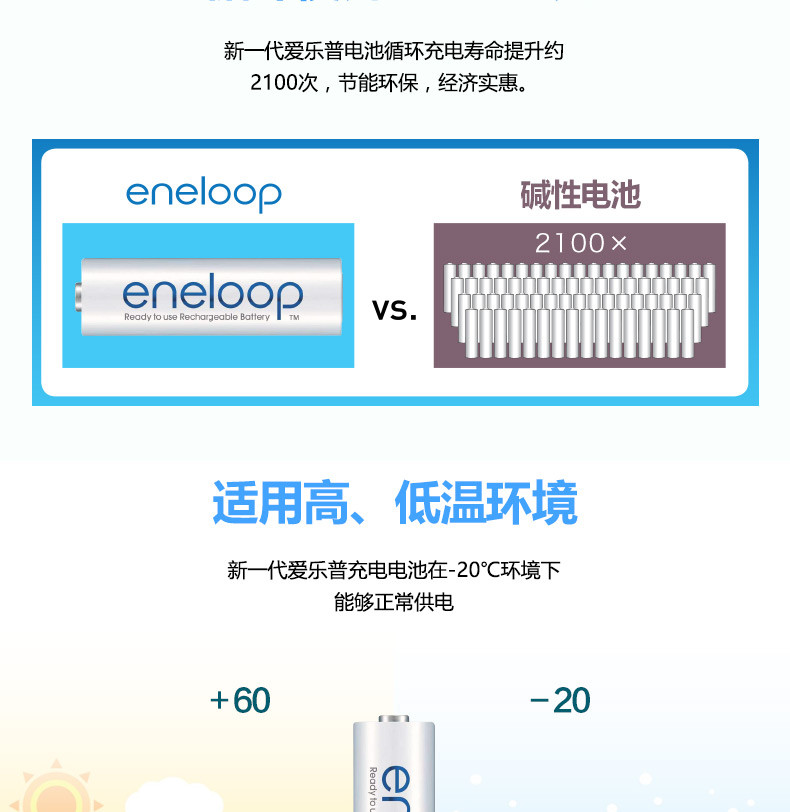 松下爱乐普eneloop 5号充电电池8节套装限量版镍氢可充电电池