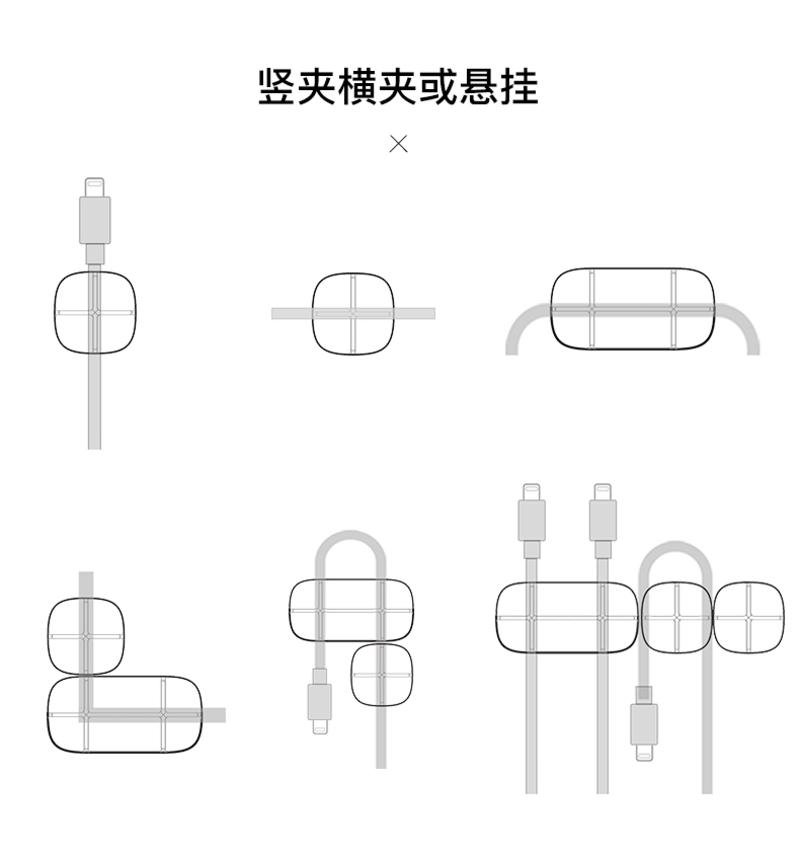 倍思墙壁电脑鼠标源网线手机数据线整理桌面固线夹电线硅胶固定器