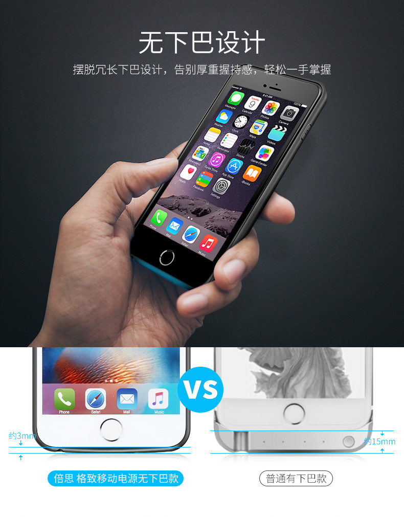 倍思苹果专用背夹充电宝iphone6/6s无线移动电源大容量5000毫安手机壳冲