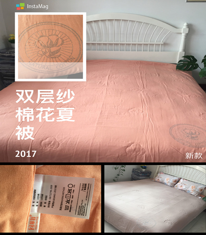 华智 双层纱纯棉素色棉花夏被